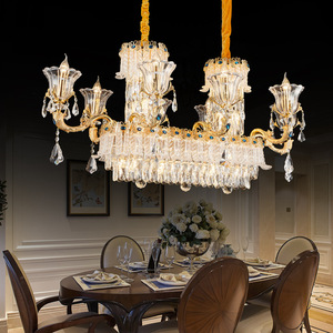 Lámpara de Techo de Cristal Estilo Europeo, Redonda, con Múltiples Cabezales LED, para Comedor, Dormitorio, Hogar - Product Image 1