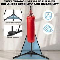 Support de poinçonnage en acier autonome robuste Support de sac de boxe pliant réglable en hauteur pour le fitness à domicile