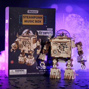 Robotime Rokr Factory Giocattolo Educativo AM601 Carillon Steam Punk Puzzle 3D in <span class=keywords><strong>Legno</strong></span> Fai da Te - Product Image 4
