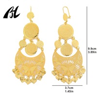 Boucles d'oreilles pendantes à pampilles plaquées or, style vintage, avec pièce de monnaie ancienne, bijoux Jhumkha pour femmes arabes, accessoire de mode