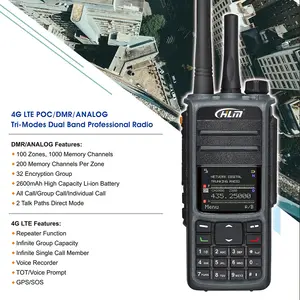 HLM-D8 Tri-Modes Radio professionnelle double bande 4G LTE POC/DMR/ANALOG Global 100km 5000 Mile longue portée illimitée talkie-walkie