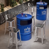 American Music Tavern Retro Iron Cafe Table Chair Set Industrial Style Loose Metal Barrel Oil Barrel Table pour Bars Restaurants