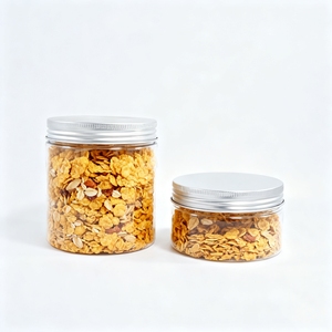 Récipient alimentaire 200ml 300ml 400ml 500ml Pot à bonbons en plastique PET transparent avec bouchon en aluminium - Product Image 5