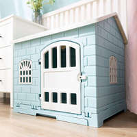 Maison pour animaux de compagnie en gros, fabriquée en usine, en plastique écologique, de luxe, extra grande, pour extérieur et intérieur, en PVC, avec fenêtre