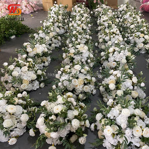 Decoración Elegante para Bodas, Eventos, Fiestas de Cumpleaños y Recepciones, Arreglo Floral Blanco con Plinto y Letrero de Bienvenida - Product Image 3