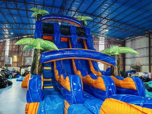 Toboggan sec gonflable pour adultes et enfants, toboggan aquatique commercial pour fête dans l'arrière-cour extérieure, maison gonflable au bord de l'eau avec piscine - Product Image 4