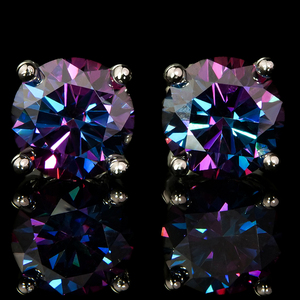 Hip Hop Fine Jewelry Pass Diamond <b>Tester</b> 925 Sterling Silver Purple 5mm 6.5mm Brilliant Cut VVS Moissanite White/<b>Gold</b> Earrings - Product Image 1