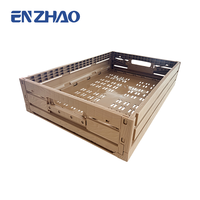 Caisse de rangement pliable en plastique, finition imitation bois, empilable, pliable, avec couvercle à clipser, pour la vente au détail et la présentation