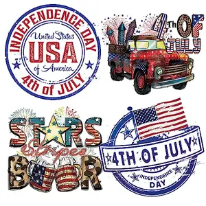 4th of July Patches Iron On Transfer for Clothing Tops 4th of July Accessories Decorations Car USA Star Patterns Thermal Appliq