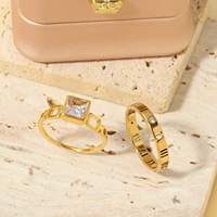 Modeschmuck-Ringsets Maßgefertigte Massive 18K Vergoldete Edelstahlringe