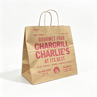 Sac en papier kraft imprimé sur mesure avec poignée torsadée, sac en papier brun pour la vente à emporter, sac de shopping personnalisé avec logo pour restaurant