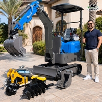 Mini-excavatrice LAWNIO avec châssis télescopique en option, design compact pour travaux de construction en intérieur, livraison gratuite