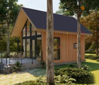 Kits de chalets de camping, maison préfabriquée à ossature bois, maison triangulaire préfabriquée avec cuisine et salle de bain