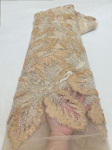 ผ้าลูกไม้ปักลายดอกไม้ประดับเลื่อม ผ้าตาข่ายลูกไม้ประดับมุก ผ้าลูกไม้ปักลูกปัด ดีไซน์ใหม่จาก NI.AI - Product Image 2