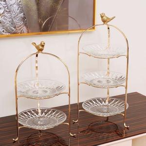 3 livelli torre del tè pomeridiano frutta cibo espositore torta stand con lastra di vetro - Product Image 2