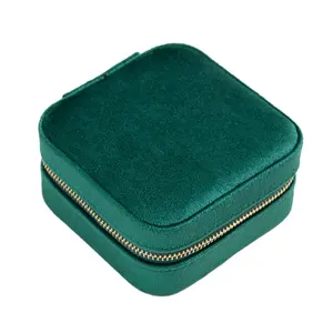 2022 Hot Custom Logo Velvet Small Square Gift Case Travel Jewellery Organizer collana anello orecchino scatola di immagazzinaggio dei gioielli