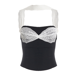 Top Halter de Punto Transpirable con Encaje y Detalle de Escote Corazón para Mujer - Colección Verano - Product Image 6