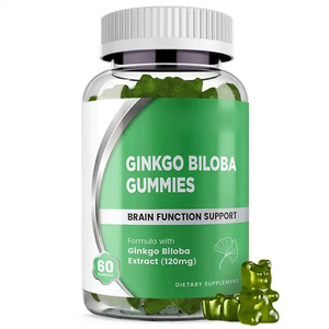 Biocaro OEM 은행 나무 biloba 구미 nootropics 두뇌 보충 은행 나무 biloba 잎 추출물 초점 및 기억을위한 구미 사탕