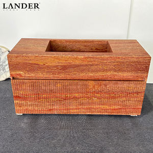 Lavabo en marbre <span class=keywords><strong>travertin</strong></span> rouge Landerstone, meubles <span class=keywords><strong>de</strong></span> <span class=keywords><strong>salle</strong></span> <span class=keywords><strong>de</strong></span> <span class=keywords><strong>bain</strong></span>, vasques avec vasque en marbre naturel - Product Image 3