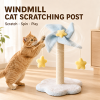 Griffoir pour chat de 57 cm avec moulin à vent rotatif et jouets étoiles suspendus
