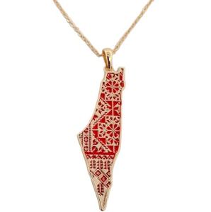 Mappa della Palestine in colore rosso croce motivo gioielli in 2024 - Product Image 1
