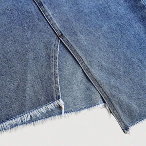 Femmes élégant asymétrique longue <span class=keywords><strong>Jean</strong></span> <span class=keywords><strong>jupe</strong></span> bleu Denim poches bouton décorations Style décontracté lavé Technique automne printemps - Product Image 4