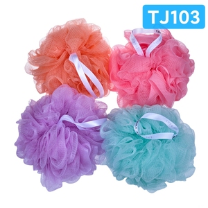 Esponja exfoliante corporal con logo en el mango, color naranja, modelo TJ102 - Product Image 1