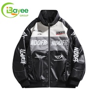 Veste personnalisée de haute qualité à col montant, coupe oversize, manches longues, imperméable, avec fermeture éclair, impression personnalisée, veste universitaire en cuir pour hommes