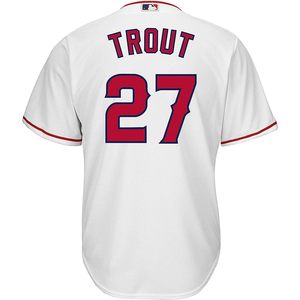 FOXA <span class=keywords><strong>Mike</strong></span> <span class=keywords><strong>Trout</strong></span> Los Angeles Angels Maillot de joueur blanc pour jeunes de 8 à 20 ans, col de baseball anti-humidité - Product Image 3