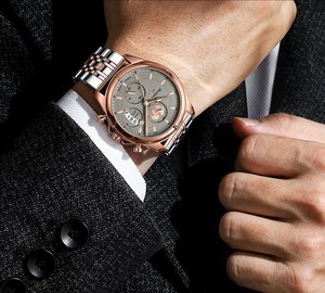 Reloj de Cuarzo con Correa de Acero Inoxidable 989G para Hombre, Reloj de Cuarzo Masculino de Negocios, Reloj de Pulsera Impermeable para <span class=keywords><strong>Caballero</strong></span>, Regalo para Hombre - Product Image 3