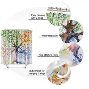 Full of Live Extra Long Bath Decorativo 3D Impresión digital Planta Gato Árbol Cortina <span class=keywords><strong>de</strong></span> ducha colorida - Product Image 2