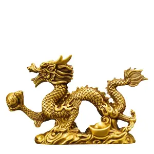 Fengshui ornamentos Artesanato dragão dourado cobre dourado fengshui dragão ornamentos com bom preço