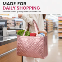 Sac fourre-tout non tissé réutilisable écologique avec logo personnalisé à rayures imprimées conception de surbrillance au laser en gros pour l'épicerie