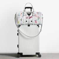 Sac bandoulière femme en cuir PU grande capacité, motif dessin animé graffiti, style mode, idéal pour voyage et week-end