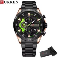 Montre à quartz de luxe pour homme Curen 8402, style tendance, aiguilles lumineuses, chronographe, montre-bracelet originale pour homme, Montre Reloj Box