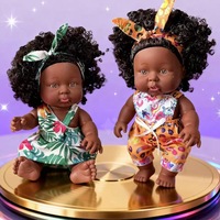 Poupée Bébé Reborn Peau Noire 25cm en Vinyle Souple, Poupée Africaine Fille, Jouet Compagnon de Nouveau-né pour Enfants, Tout-petits et Filles
