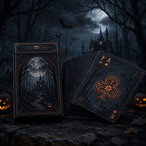 Jeu <span class=keywords><strong>de</strong></span> cartes <span class=keywords><strong>de</strong></span> poker personnalisé avec des illustrations exquises sur <span class=keywords><strong>le</strong></span> thème d'Halloween, cartes à jouer aux couleurs sombres et atmosphériques - Product Image 1