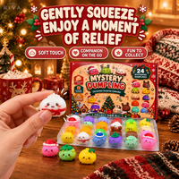 Calendrier de l'Avent 2026 : Boîte Mystère de Noël TPR à Montée Lente, Compte à Rebours Aléatoire, Jouets Squishy en Forme de Bao Bun à Presser