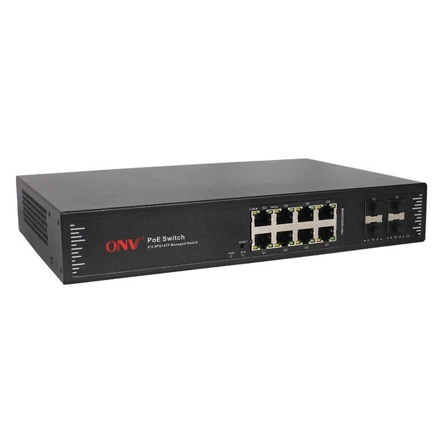 12-port 2.5G Managed PoE Switch 8*10/100/1000/2500M RJ45 Ports + 4*1/10G Uplink SFP+ Ports Network Switches for IP Camera System