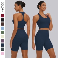 Ensemble de yoga 2 pièces respirant pour femme : débardeur et short taille haute sculptant le ventre, nouveau design, idéal pour la gym et le fitness