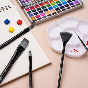 5 pièces Nylon cheveux en bois rond plat Filbert Liner formes acrylique <span class=keywords><strong>peinture</strong></span> pinceau ensemble pour huile aquarelle <span class=keywords><strong>Gouache</strong></span> visage <span class=keywords><strong>peinture</strong></span> Kits - Product Image 5