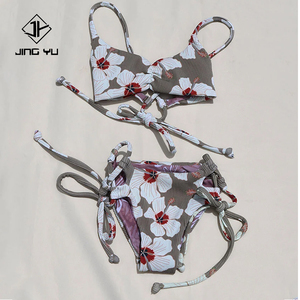 Ensemble de maillots de bain pour filles, imprimé hawaïen, mini, à nouer, en nylon doux, personnalisé, nouvelle collection. - Product Image 1
