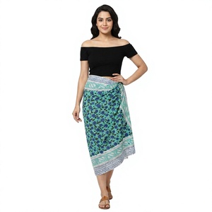 Indian Manufacturer Export Jaipuri Style Handmade 100% Cotton Sarong Boho Scarf Floral Beachwear Quick Dry Breathable - Product Image 1