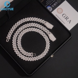 Collar de Plata de Ley 925 con Eslabones Cubanos y Moissanita, Joyería Diaria Unisex, Estilo Hip Hop para Hombre - Product Image 1