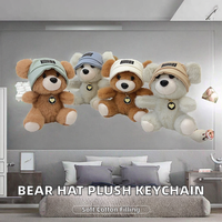 Mini porte-clés en peluche super doux et mignon, accessoires à suspendre, ours en peluche avec chapeau, jouet en peluche animal en peluche