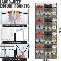 Organisateur de chaussures pour porte, 40 grandes poches en maille, en tissu non tissé, grande capacité, porte-chaussures suspendu, gris, rangement pour porte, sac de rangement pour dortoir et placard