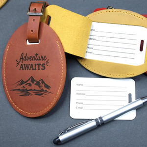 Étiquette <span class=keywords><strong>en</strong></span> cuir véritable Crazy Horse de forme ovale, étiquette de cadeau de mariage, étiquette de cadeau de voyage, étiquette de bagage <span class=keywords><strong>en</strong></span> cuir vintage - Product Image 2