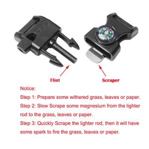 Kongbo 5/8" Compass Flint Scraper Fire Starter Whistle Buckle Plastic Paracord Bracelet Outdoor Camping Emergency Survival - Product Image 3