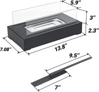Table rectangulaire moderne avec foyer à bioéthanol pour usage intérieur et extérieur, emballage pour vente par correspondance