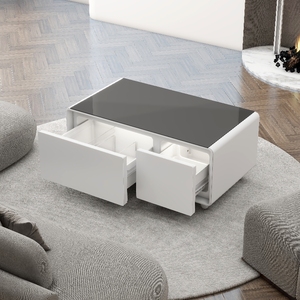 Réfrigérateur style de vie intelligent 90L double tiroirs chargement sans fil table basse verre trempé mini réfrigérateur - Product Image 6